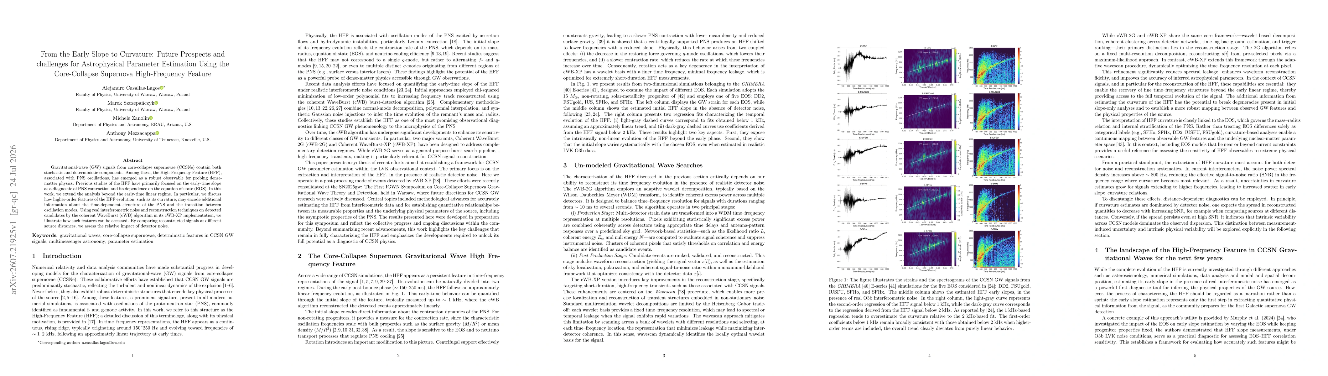 Thumbnail for From the Early Slope to Curvature: Future Prospects and challenges for Astrophysical Parameter Estimation Using the Core-Collapse Supernova High-Frequency Feature
