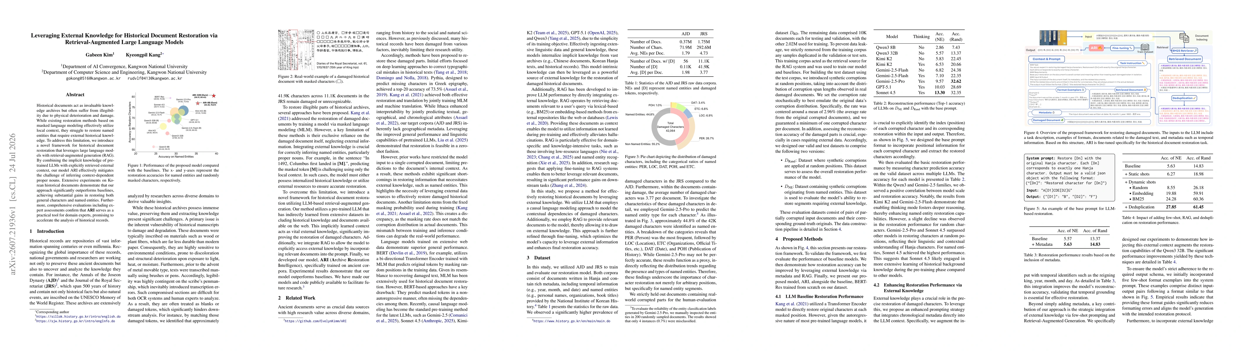 Thumbnail for Leveraging External Knowledge for Historical Document Restoration via Retrieval-Augmented Large Language Models