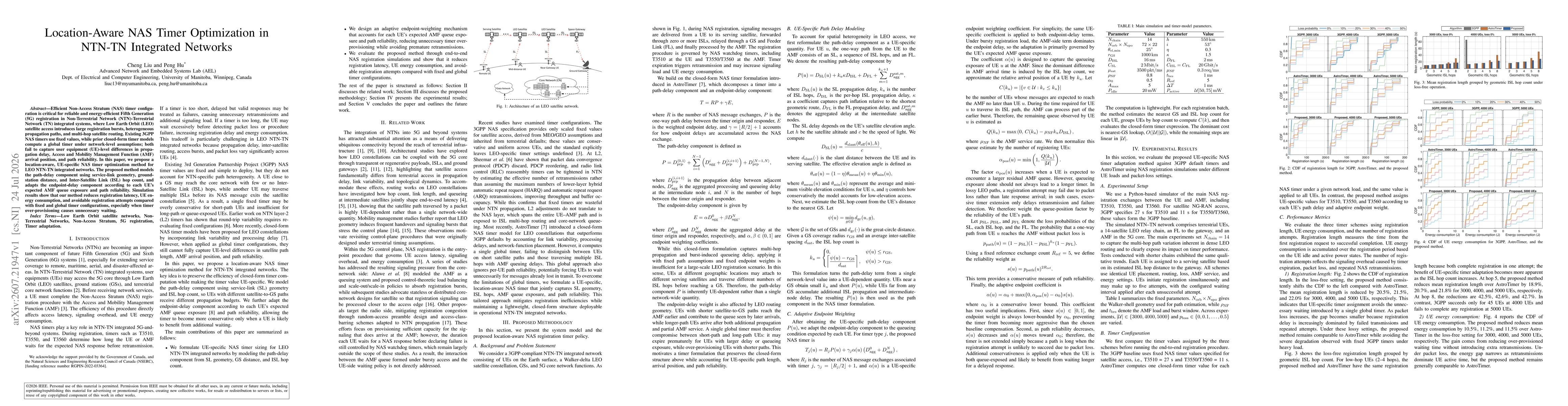 Thumbnail for Location-Aware NAS Timer Optimization in NTN-TN Integrated Networks
