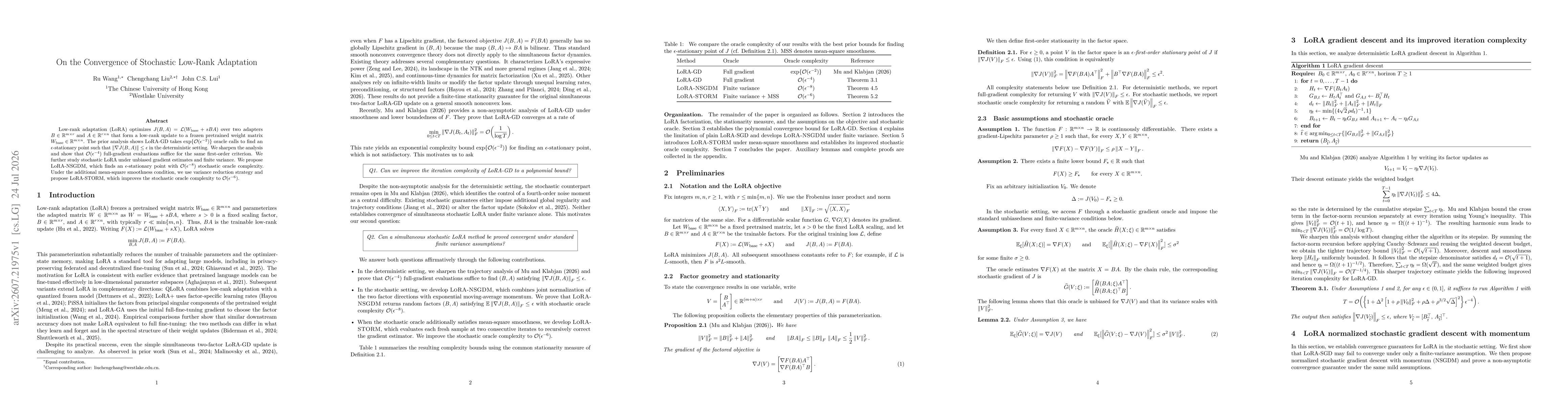 Thumbnail for On the Convergence of Stochastic Low-Rank Adaptation