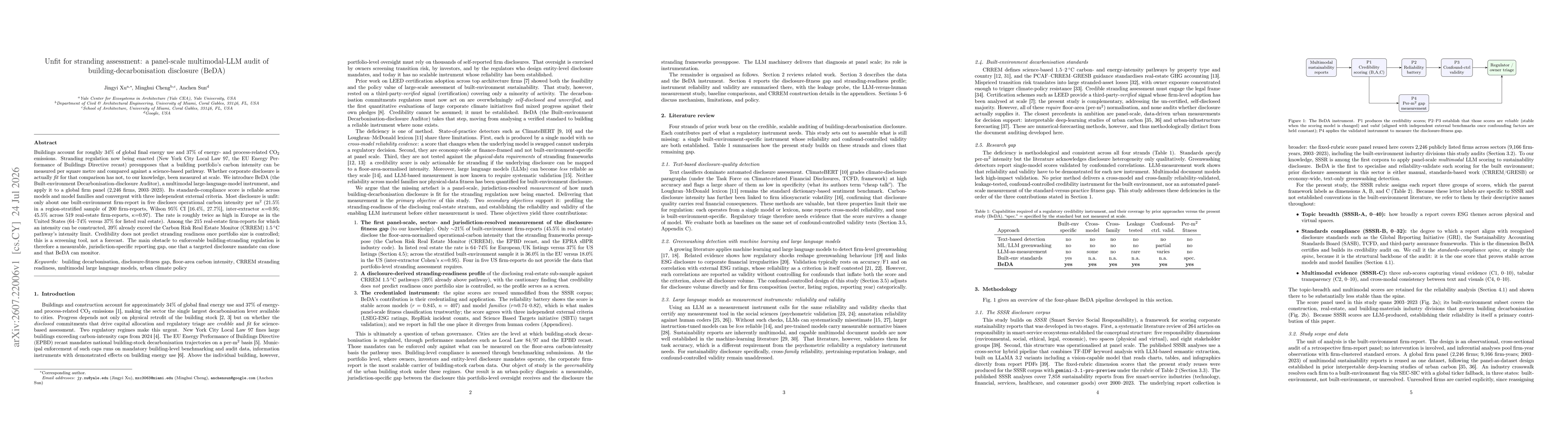 Thumbnail for Unfit for stranding assessment: a panel-scale multimodal-LLM audit of building-decarbonisation disclosure (BeDA)