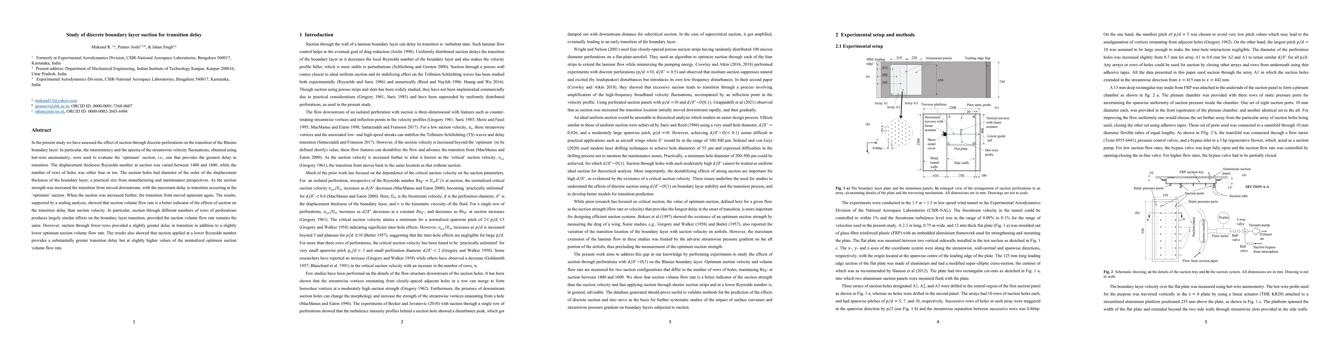 Thumbnail for Study of discrete boundary layer suction for transition delay