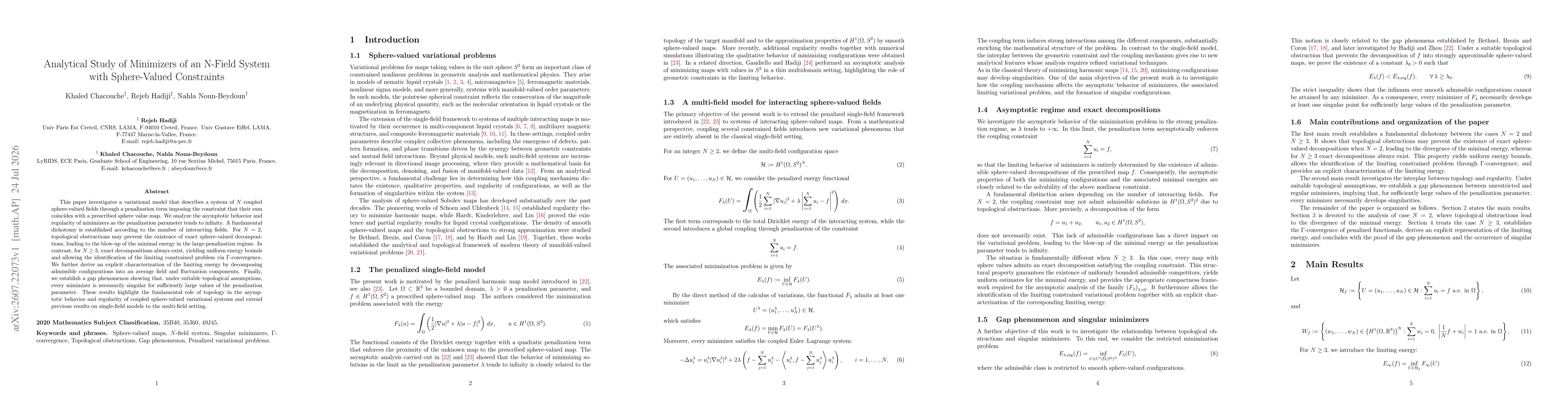 Thumbnail for Analytical Study of Minimizers of an N-Field System with Sphere-Valued Constraints