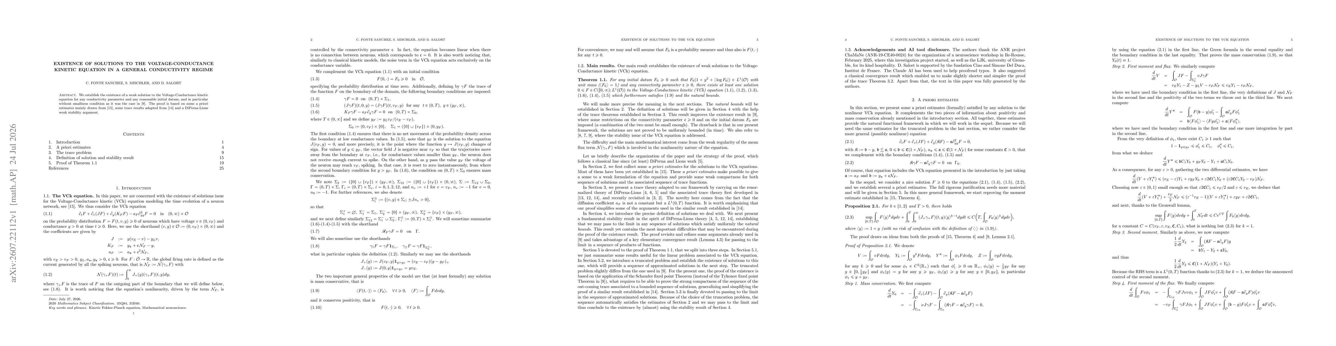 Thumbnail for Existence of solutions to the voltage-conductance kinetic equation in a general conductivity regime