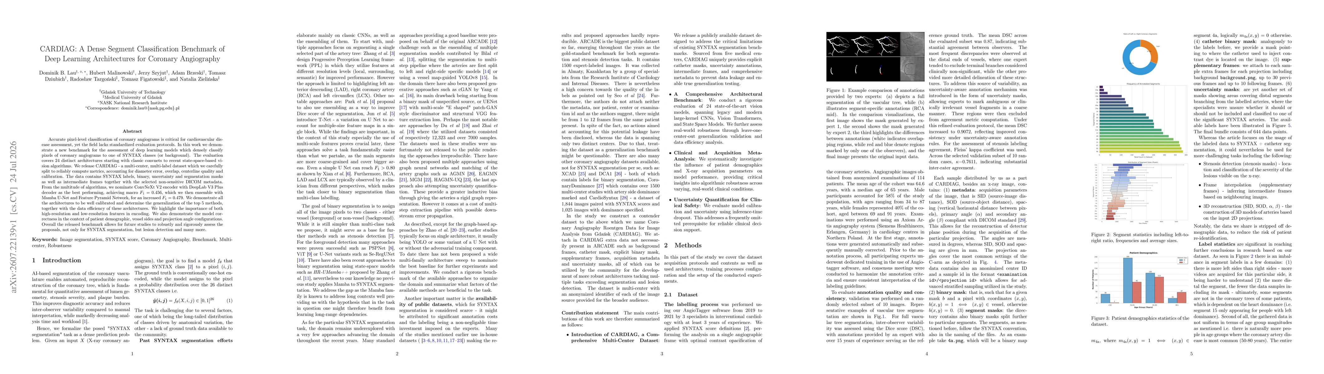 Thumbnail for CARDIAG: A Dense Segment Classification Benchmark of Deep Learning Architectures for Coronary Angiography