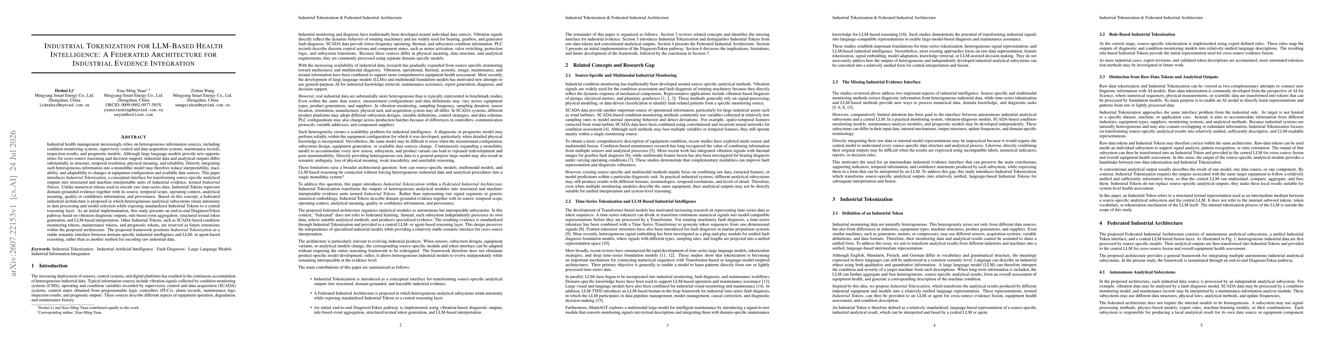 Thumbnail for Industrial Tokenization for LLM-Based Health Intelligence: A Federated Architecture for Industrial Evidence Integration