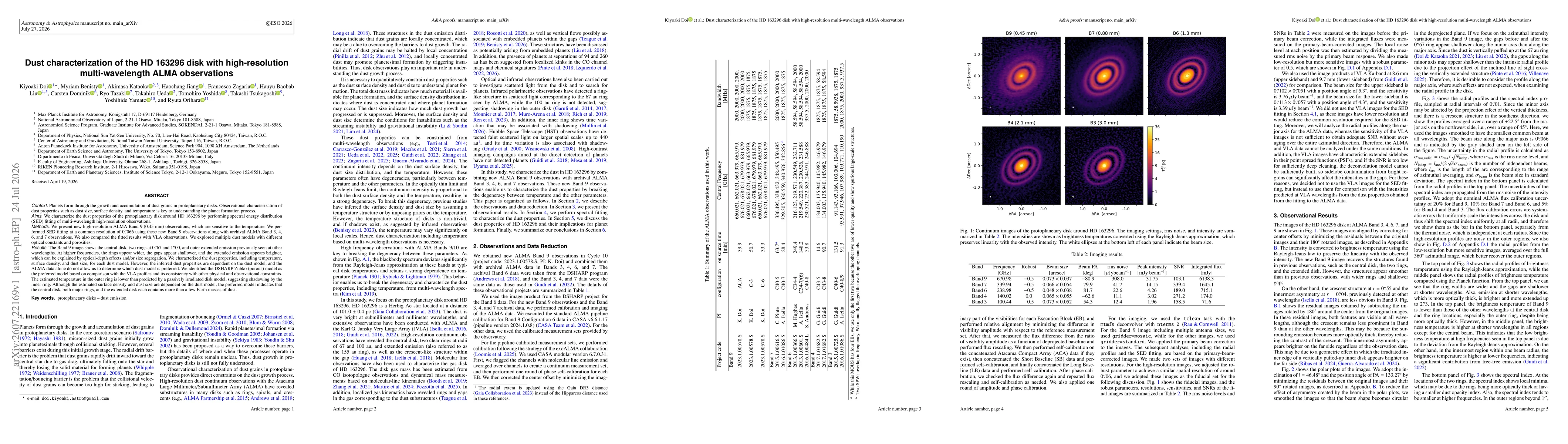 Thumbnail for Dust characterization of the HD 163296 disk with high-resolution multi-wavelength ALMA observations