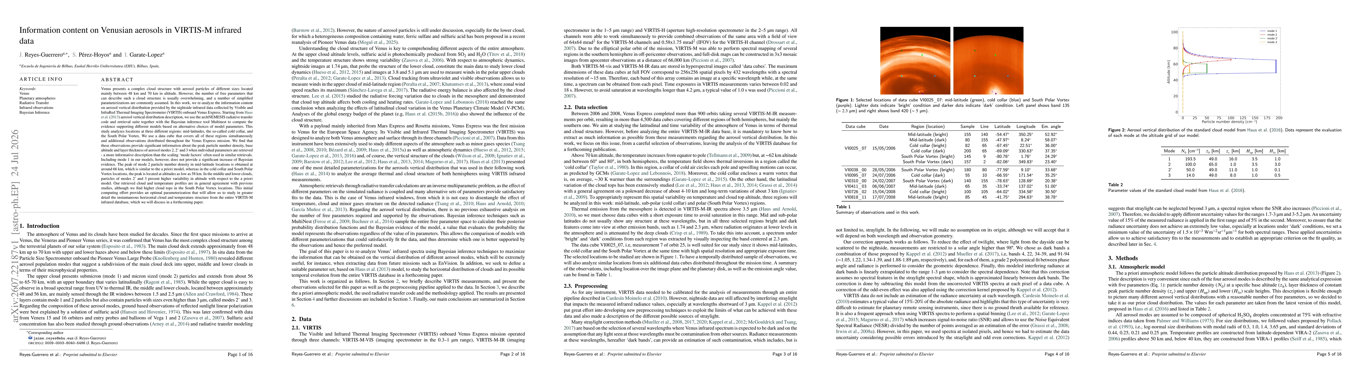 Thumbnail for Information content on Venusian aerosols in VIRTIS-M infrared data