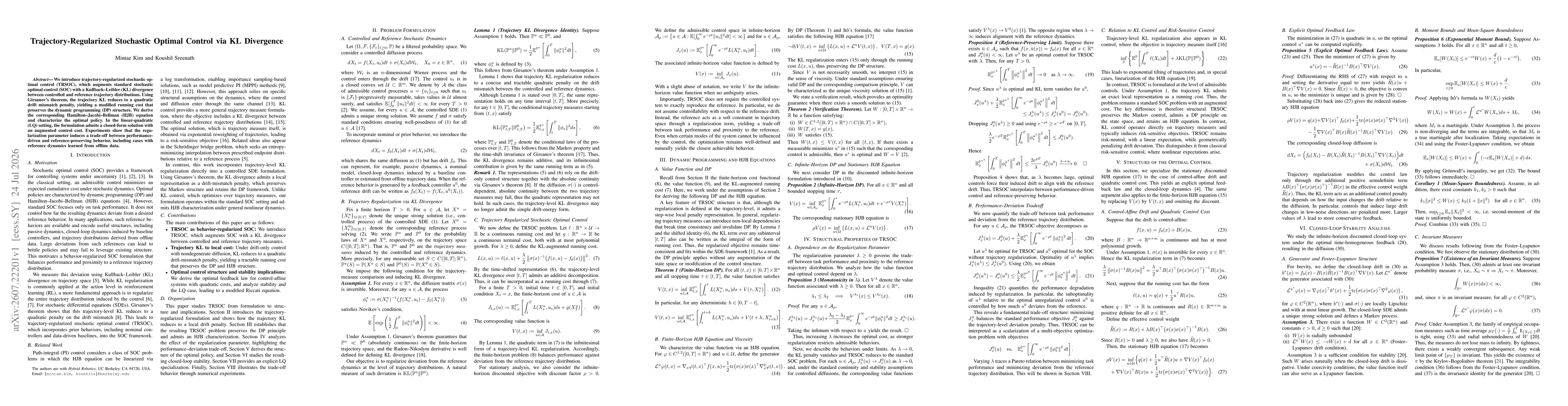 Thumbnail for Trajectory-Regularized Stochastic Optimal Control via KL Divergence
