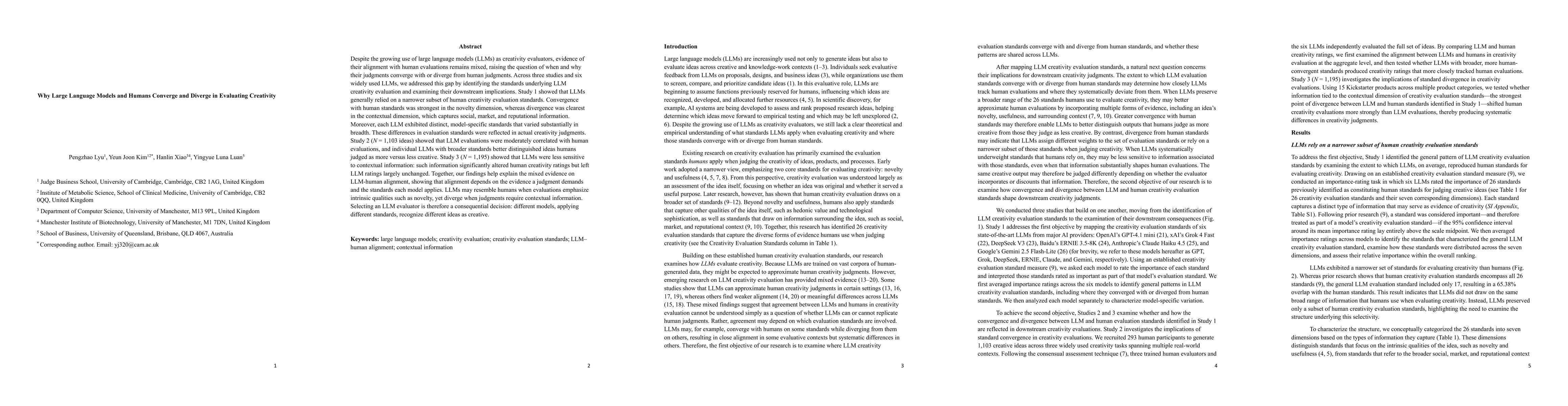 Thumbnail for Why Large Language Models and Humans Converge and Diverge in Evaluating Creativity