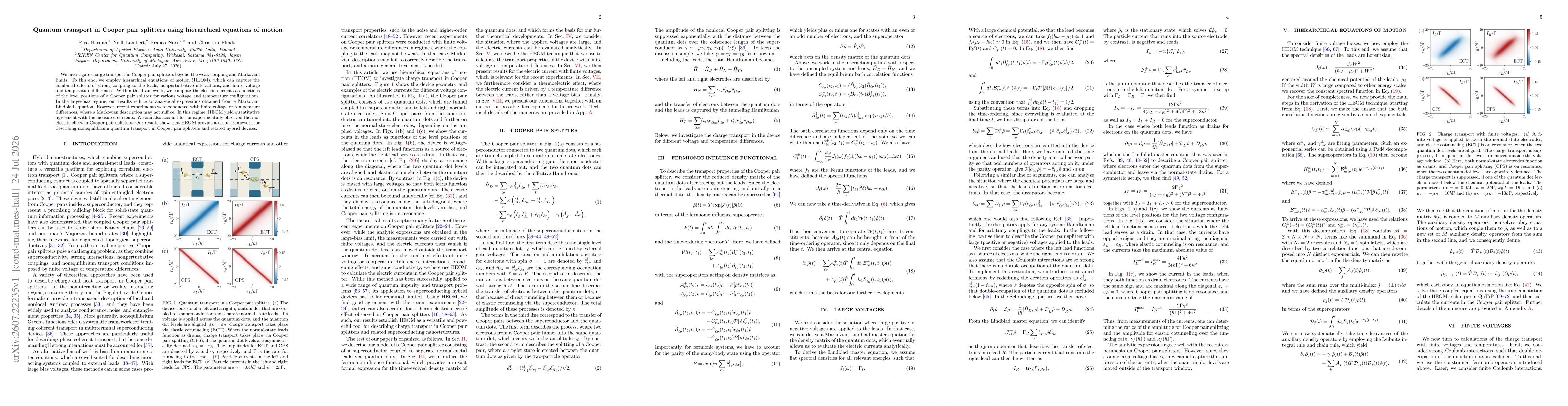 Thumbnail for Quantum transport in Cooper pair splitters using hierarchical equations of motion