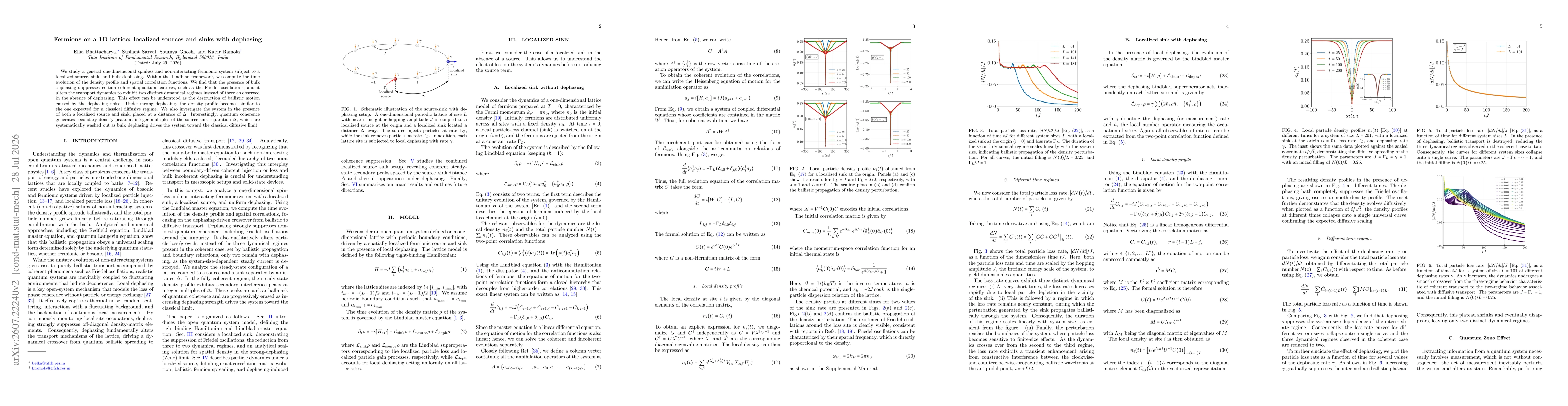 Thumbnail for Fermions on a 1D lattice: localized sources and sinks with dephasing