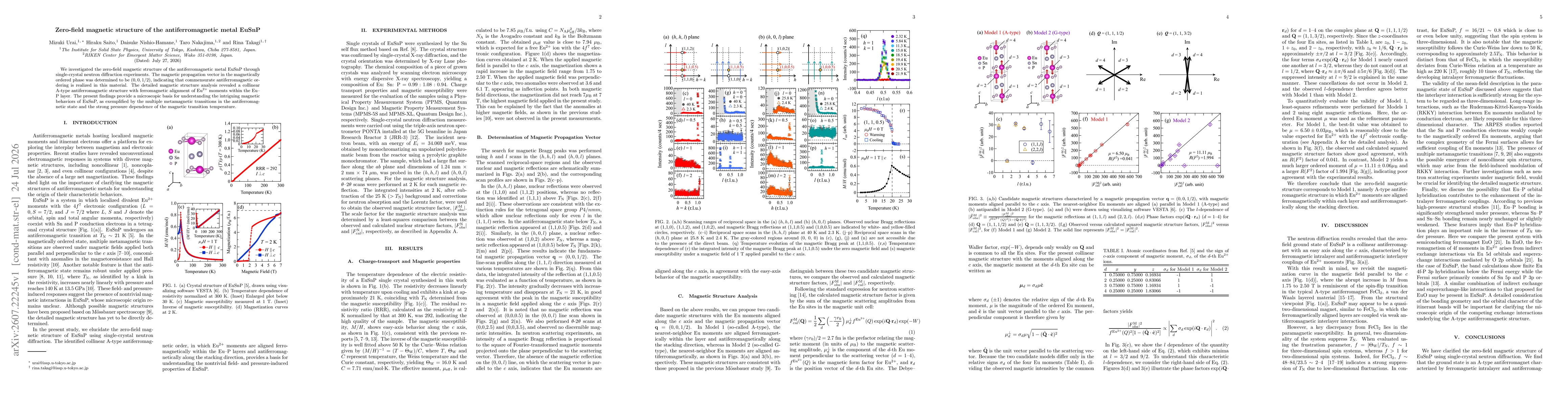 Thumbnail for Zero-field magnetic structure of the antiferromagnetic metal EuSnP