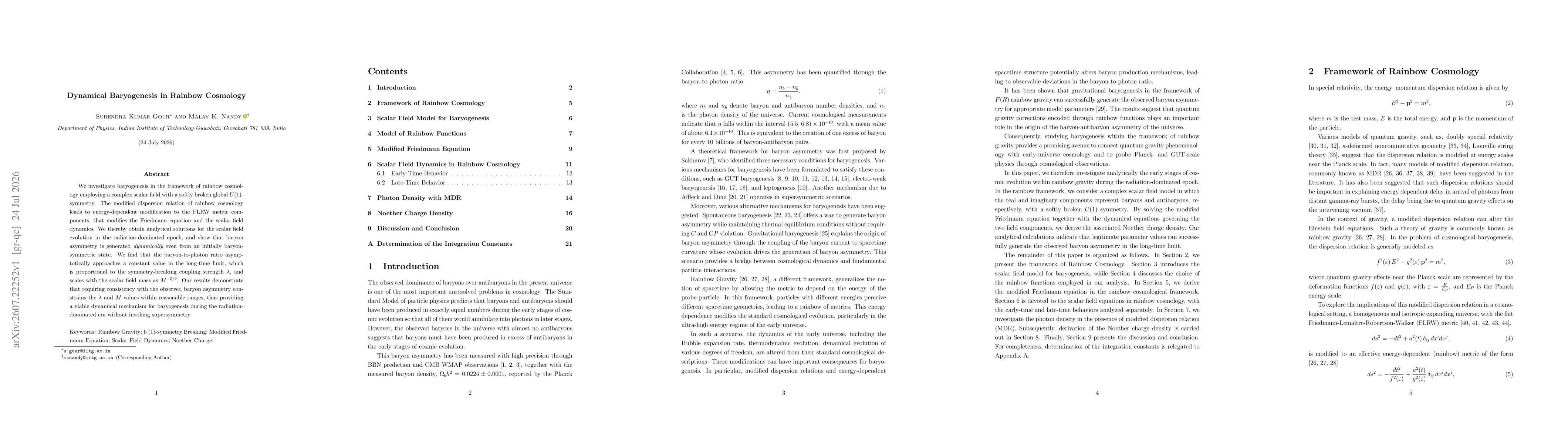 Thumbnail for Dynamical Baryogenesis in Rainbow Cosmology