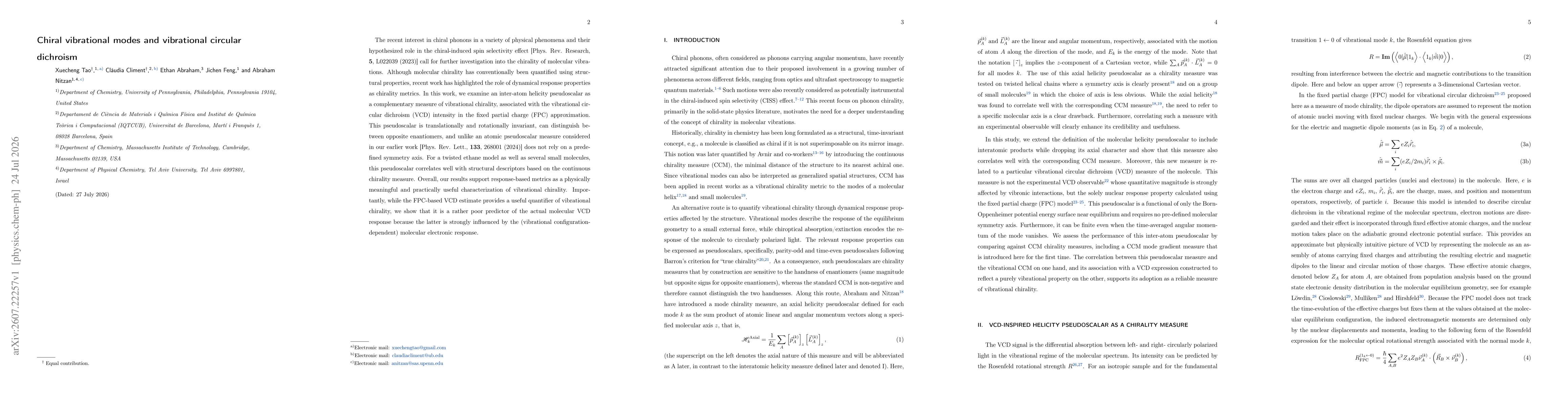 Thumbnail for Chiral vibrational modes and vibrational circular dichroism