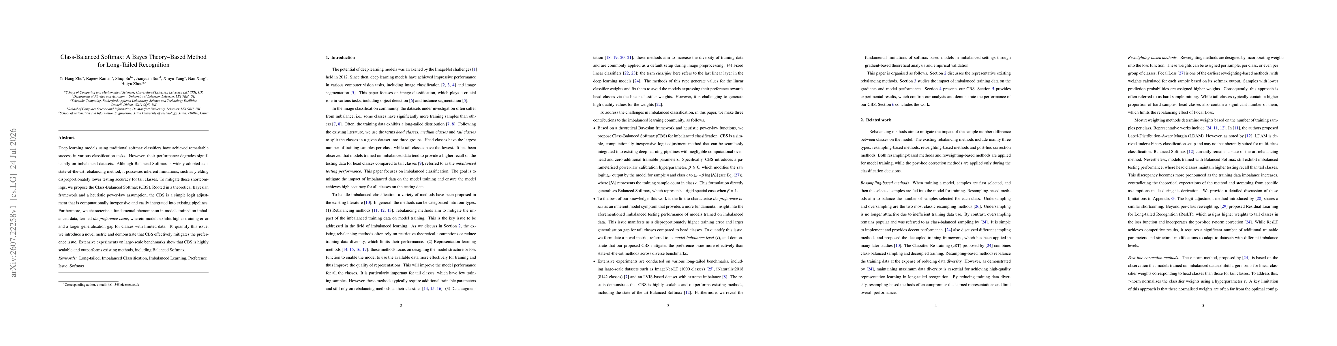 Thumbnail for Class-Balanced Softmax: A Bayes Theory-Based Method for Long-Tailed Recognition
