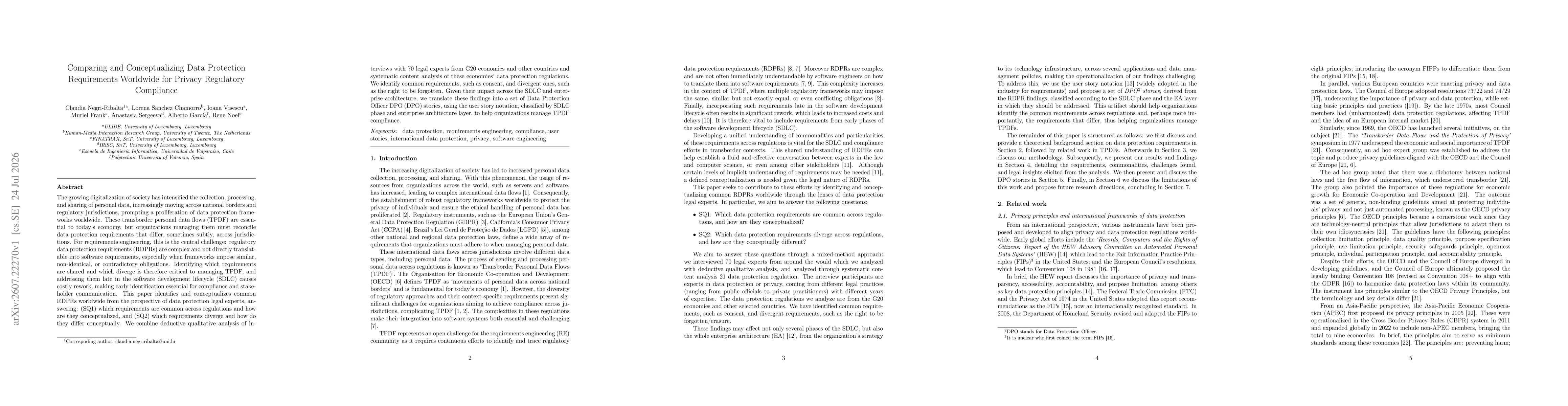 Thumbnail for Comparing and Conceptualizing Data Protection Requirements Worldwide for Privacy Regulatory Compliance
