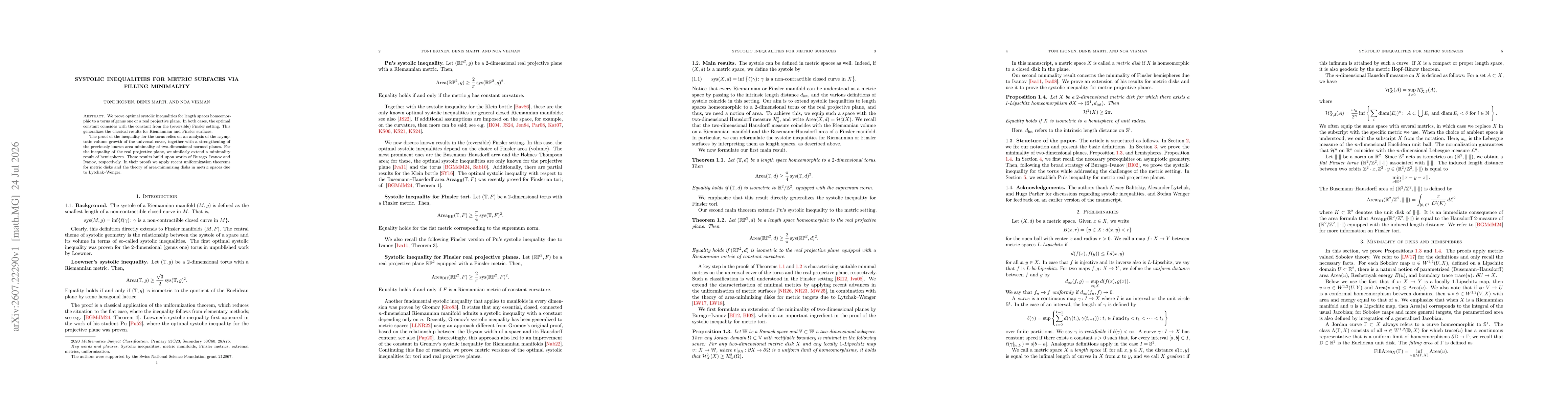 Thumbnail for Systolic inequalities for metric surfaces via filling minimality