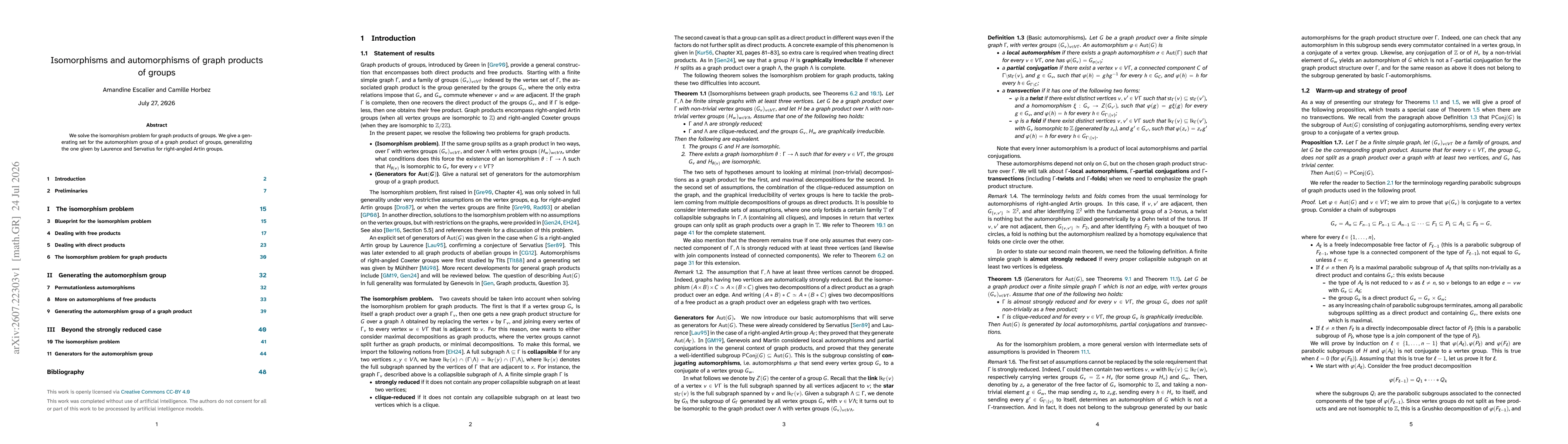 Thumbnail for Isomorphisms and automorphisms of graph products of groups
