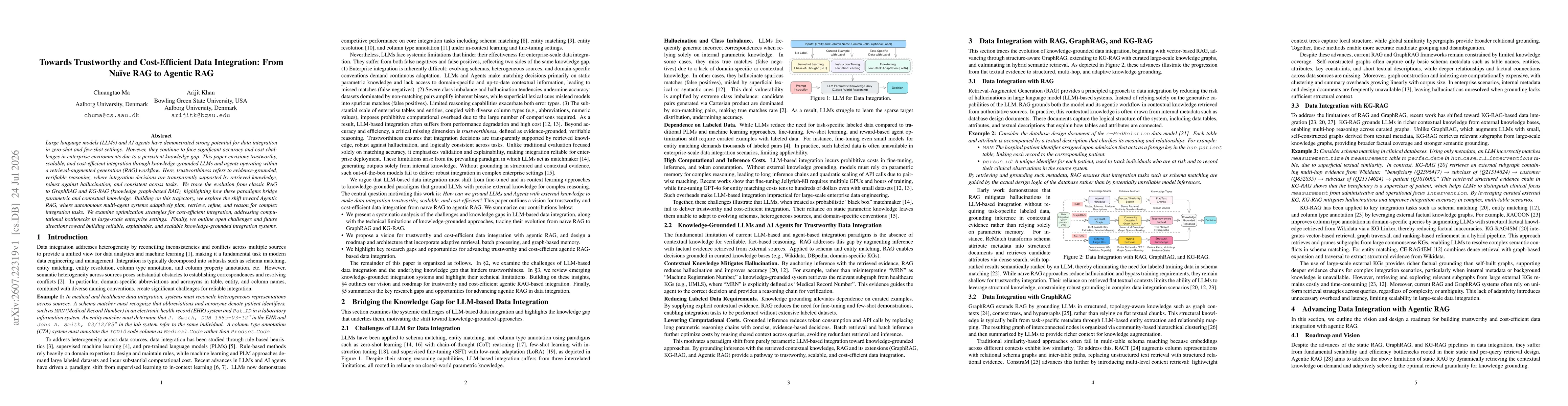 Thumbnail for Towards Trustworthy and Cost-Efficient Data Integration: From Naïve RAG to Agentic RAG