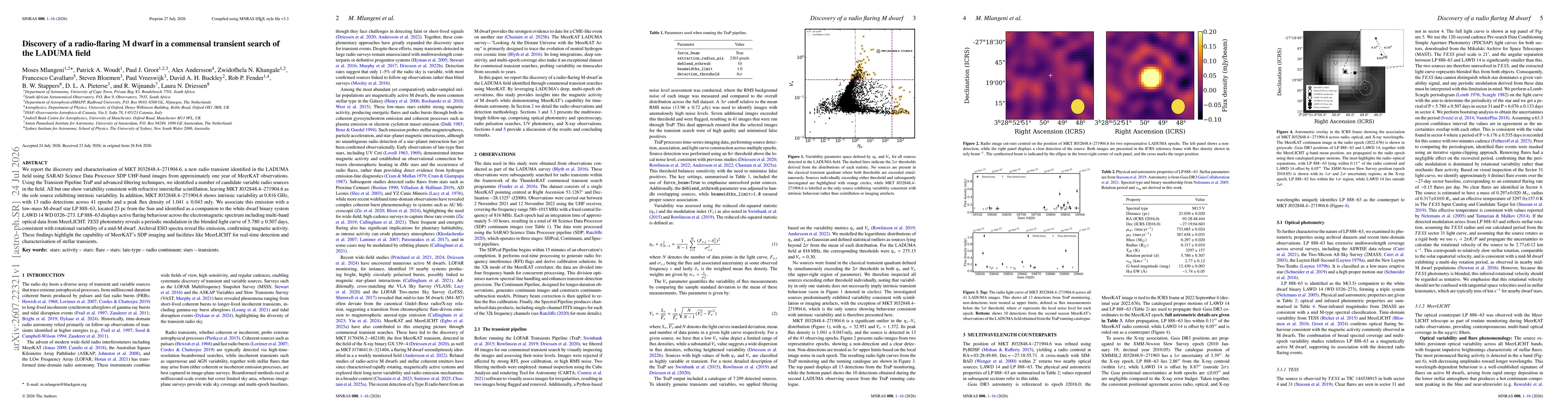 Thumbnail for Discovery of a radio-flaring M dwarf in a commensal transient search of the LADUMA field