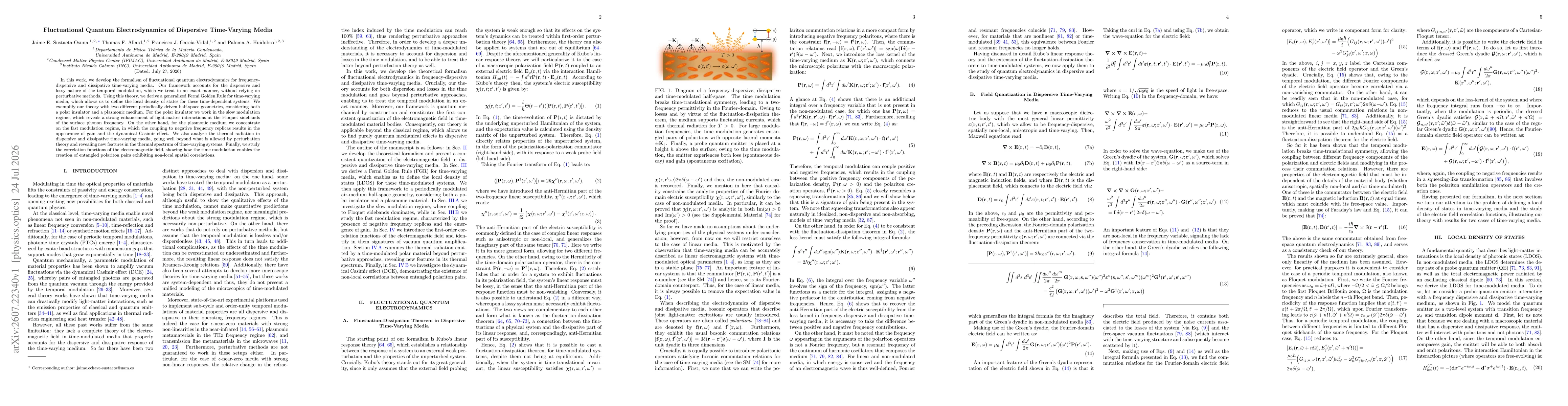 Thumbnail for Fluctuational Quantum Electrodynamics of Dispersive Time-Varying Media