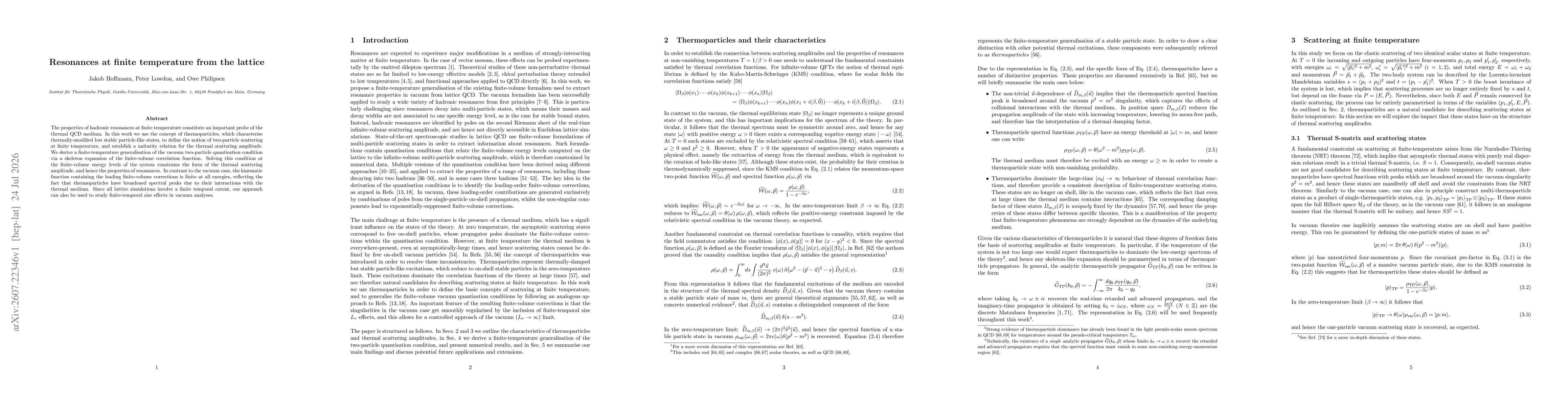 Thumbnail for Resonances at finite temperature from the lattice
