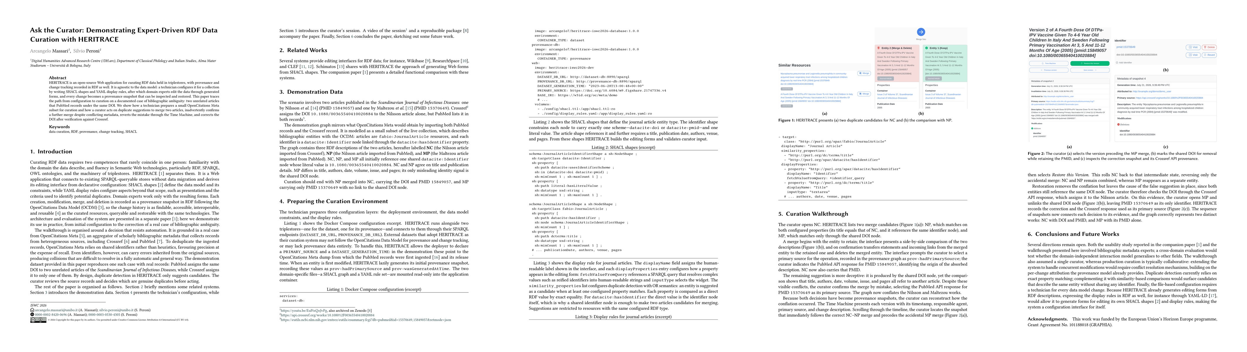 Thumbnail for Ask the Curator: Demonstrating Expert-Driven RDF Data Curation with HERITRACE