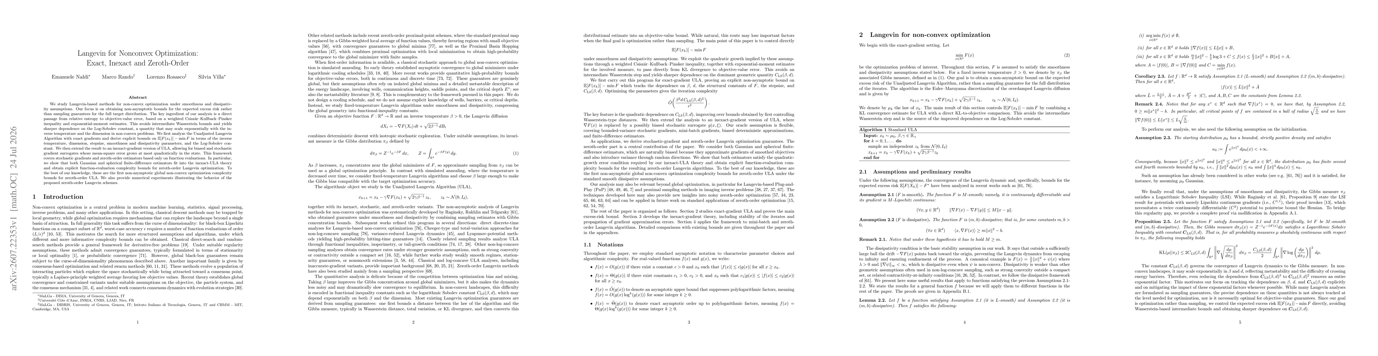 Thumbnail for Langevin for Nonconvex Optimization: Exact, Inexact and Zeroth-Order
