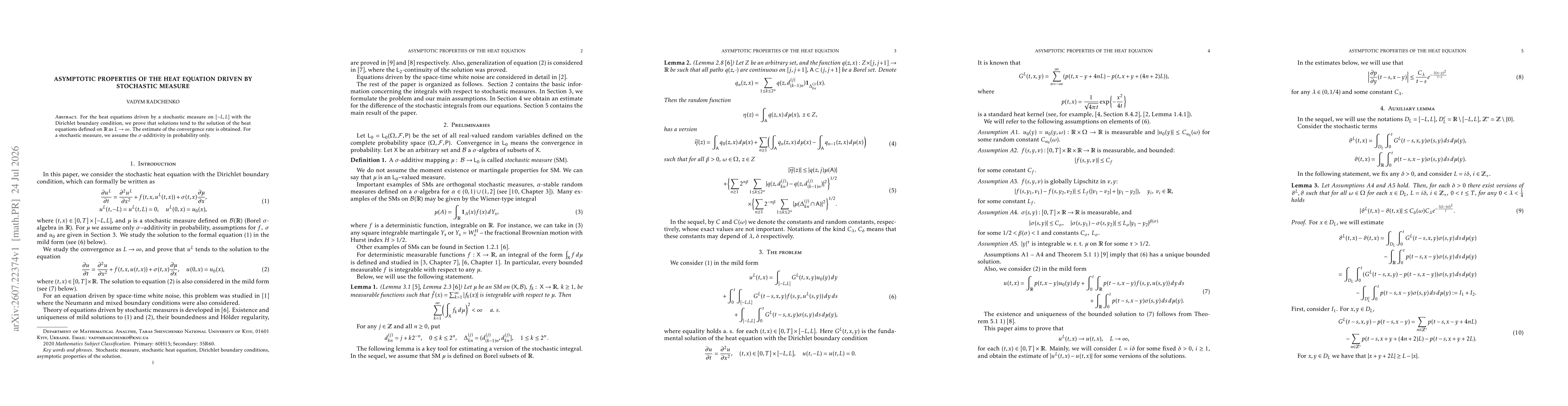 Thumbnail for Asymptotic properties of the heat equation driven by stochastic measure
