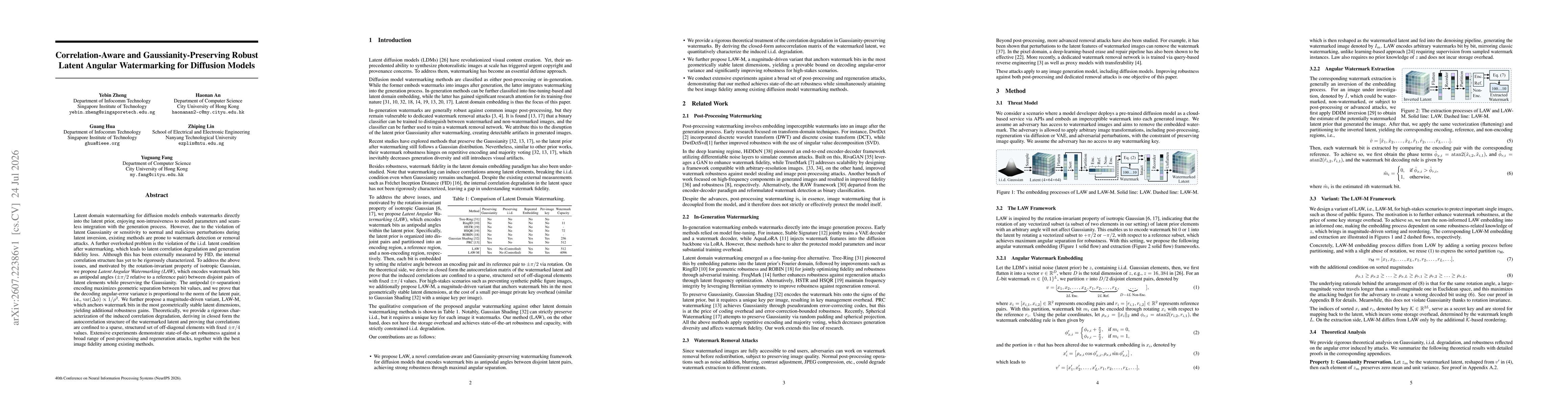 Thumbnail for Correlation-Aware and Gaussianity-Preserving Robust Latent Angular Watermarking for Diffusion Models