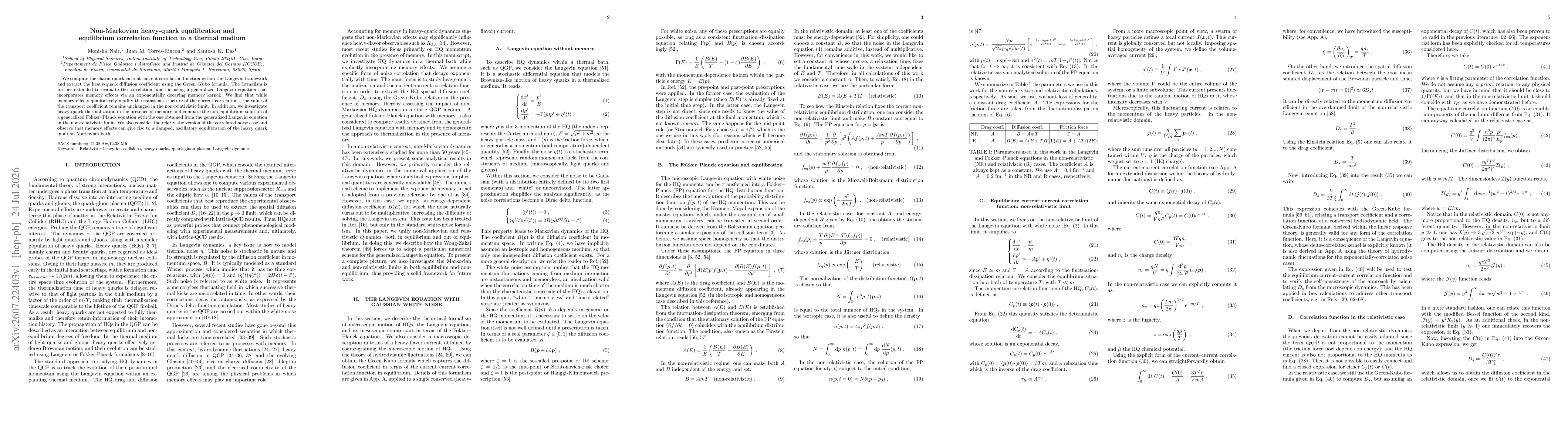 Thumbnail for Non-Markovian heavy-quark equilibration and equilibrium correlation function in a thermal medium