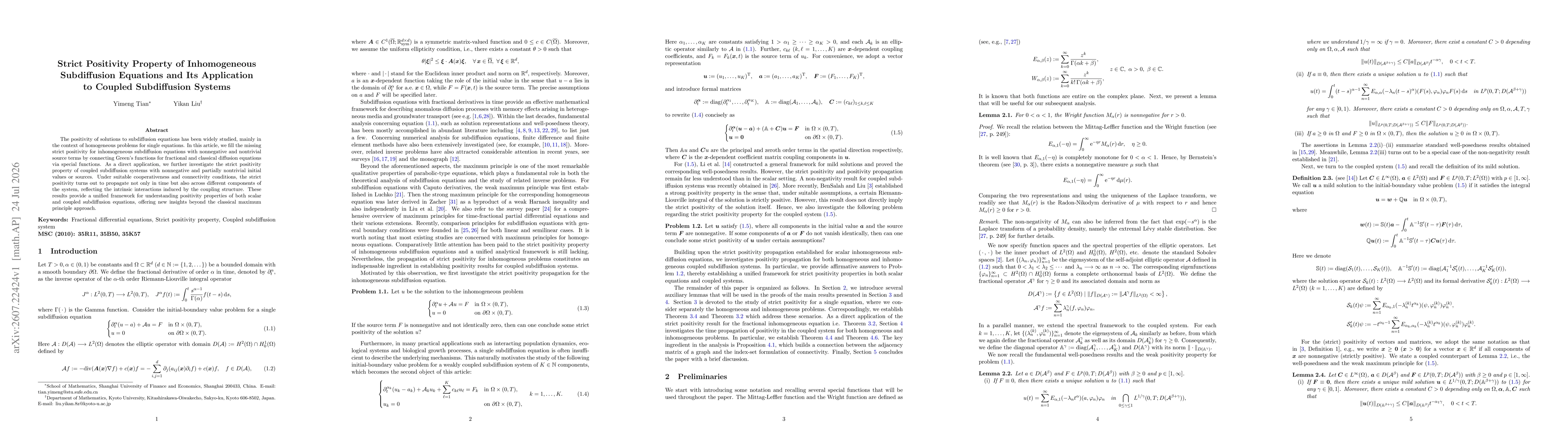 Thumbnail for Strict positivity property of inhomogeneous subdiffusion equations and its application to coupled subdiffusion systems