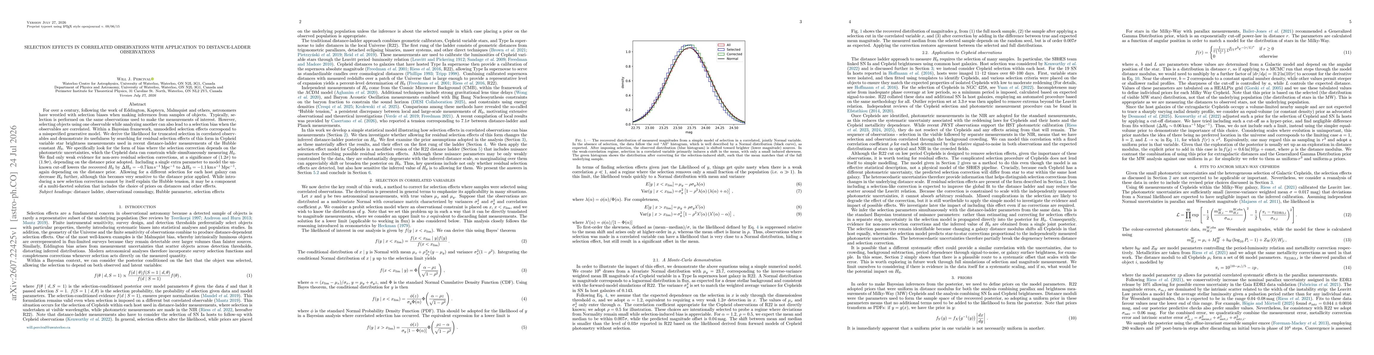 Thumbnail for Selection effects in correlated observations with application to distance-ladder observations