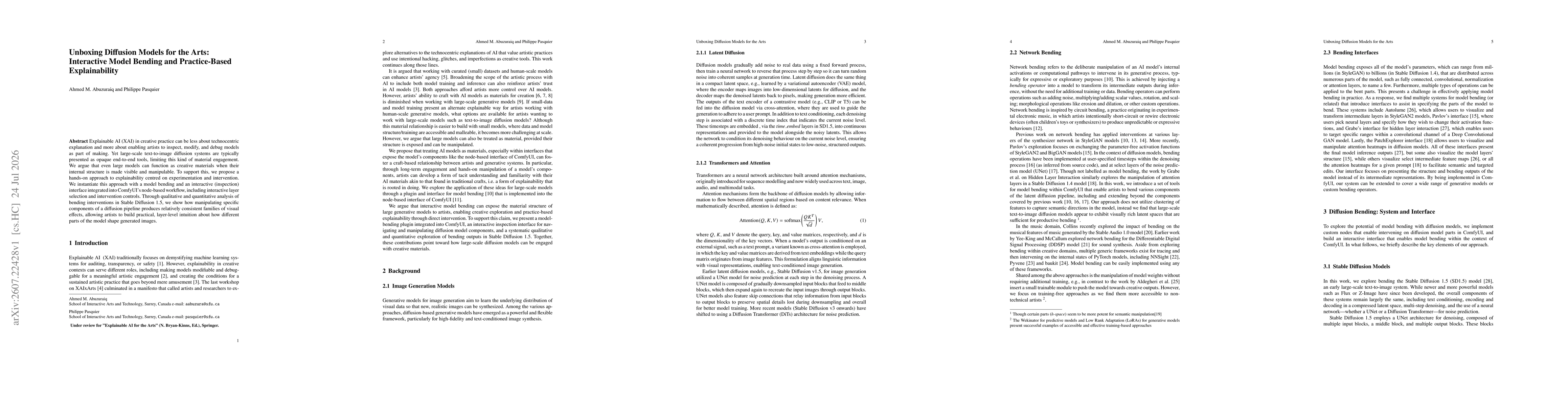 Thumbnail for Unboxing Diffusion Models for the Arts: Interactive Model Bending and Practice-Based Explainability