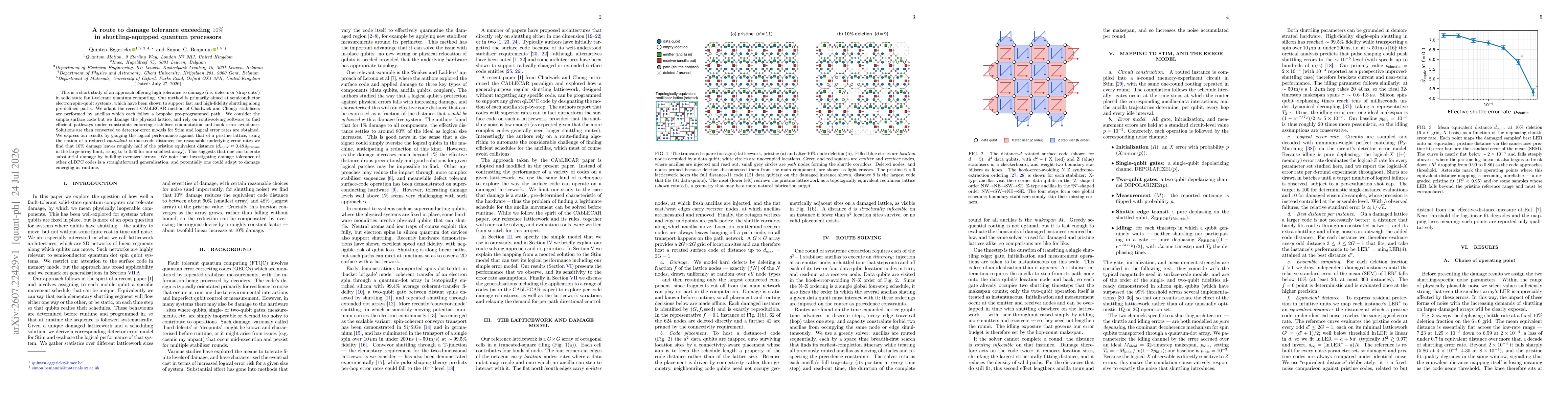 Thumbnail for A route to damage tolerance exceeding $10\%$ in shuttling-equipped quantum processors