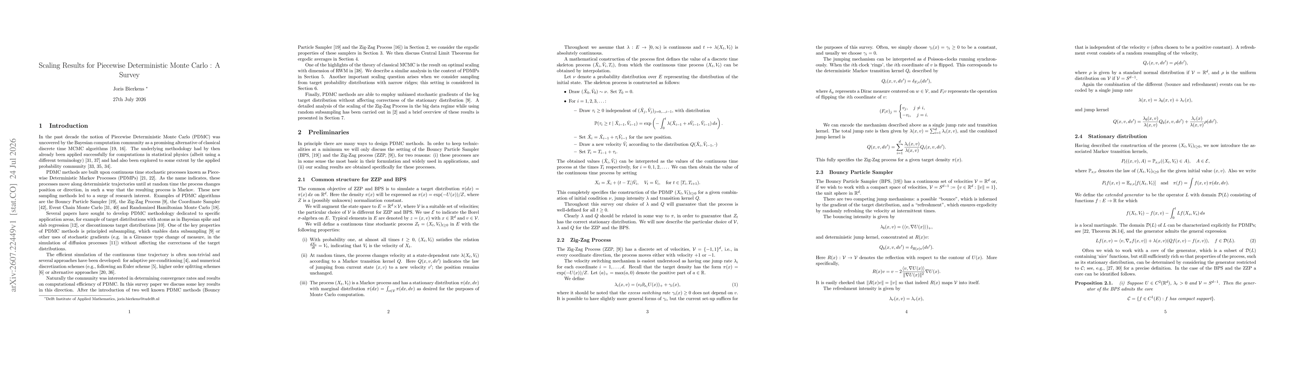 Thumbnail for Scaling Results for Piecewise Deterministic Monte Carlo : A Survey