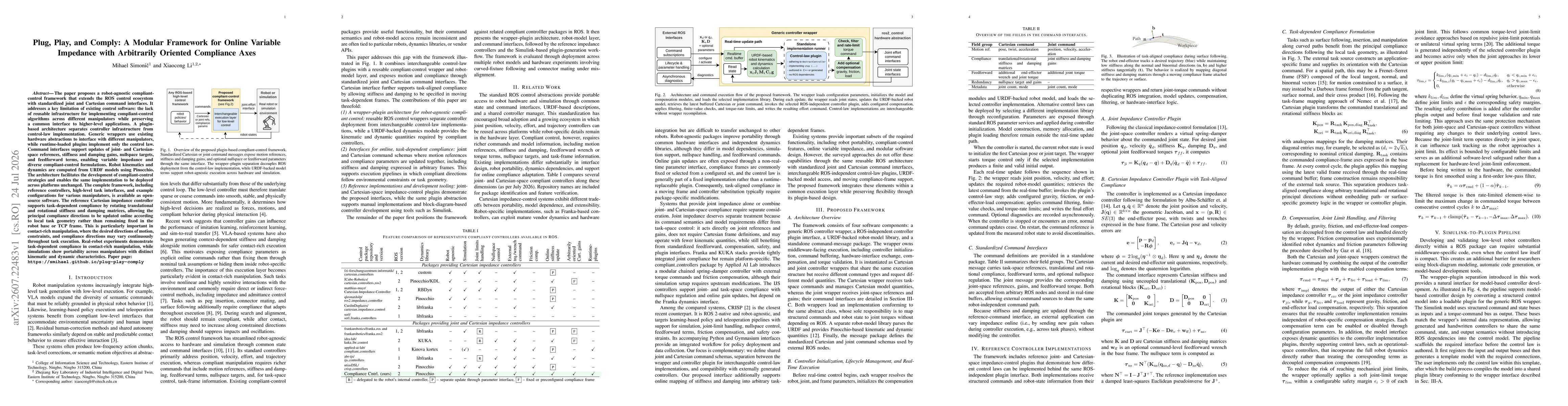 Thumbnail for Plug, Play, and Comply: A Modular Framework for Online Variable Impedance with Arbitrarily Oriented Compliance Axes
