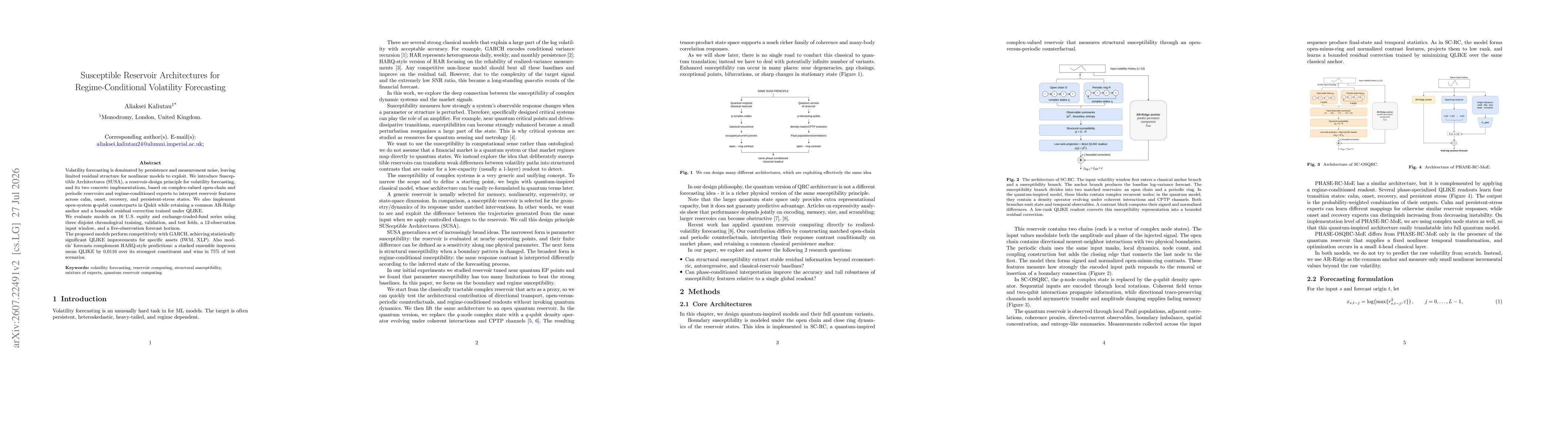 Thumbnail for Susceptible Reservoir Architectures for Regime-Conditional Volatility Forecasting