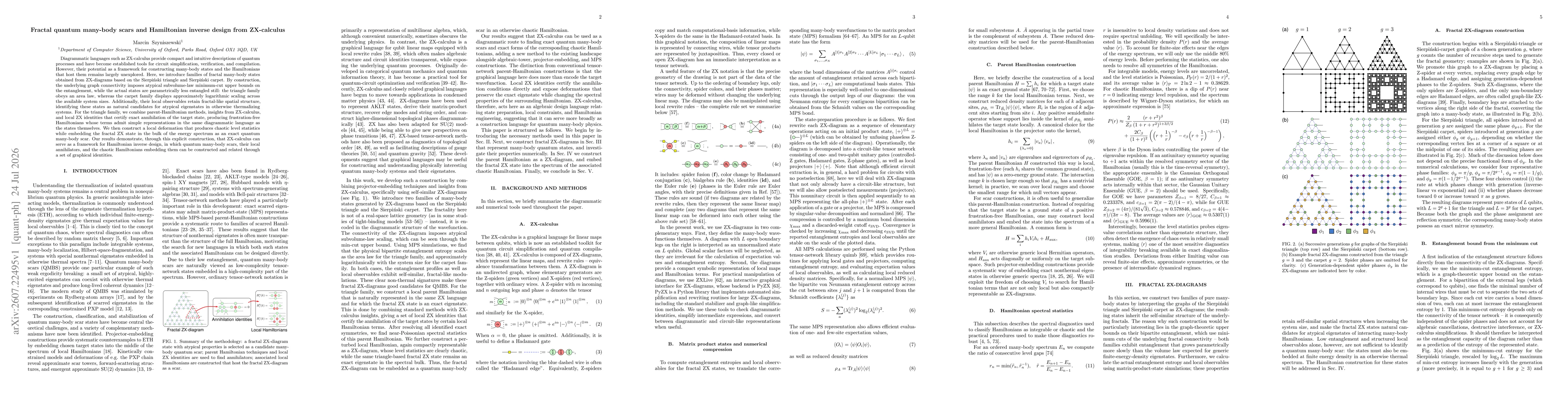 Thumbnail for Fractal quantum many-body scars and Hamiltonian inverse design from ZX-calculus