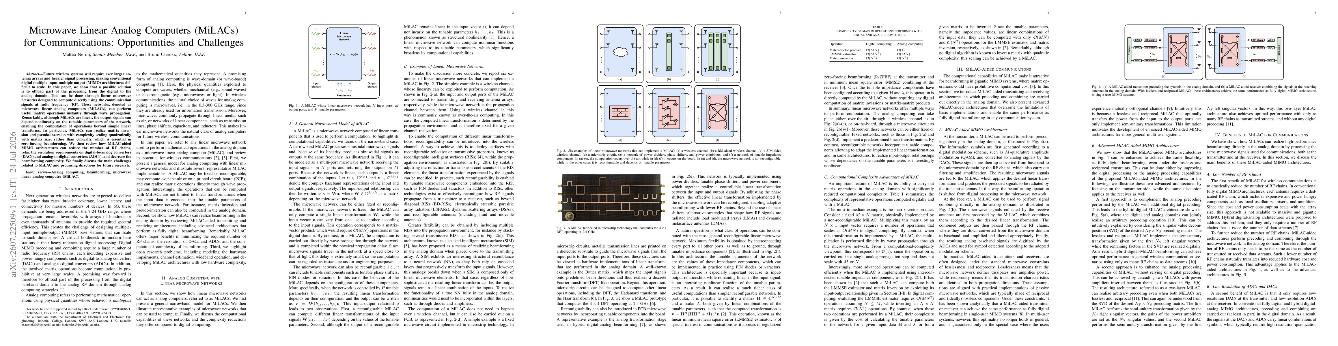 Thumbnail for Microwave Linear Analog Computers (MiLACs) for Communications: Opportunities and Challenges