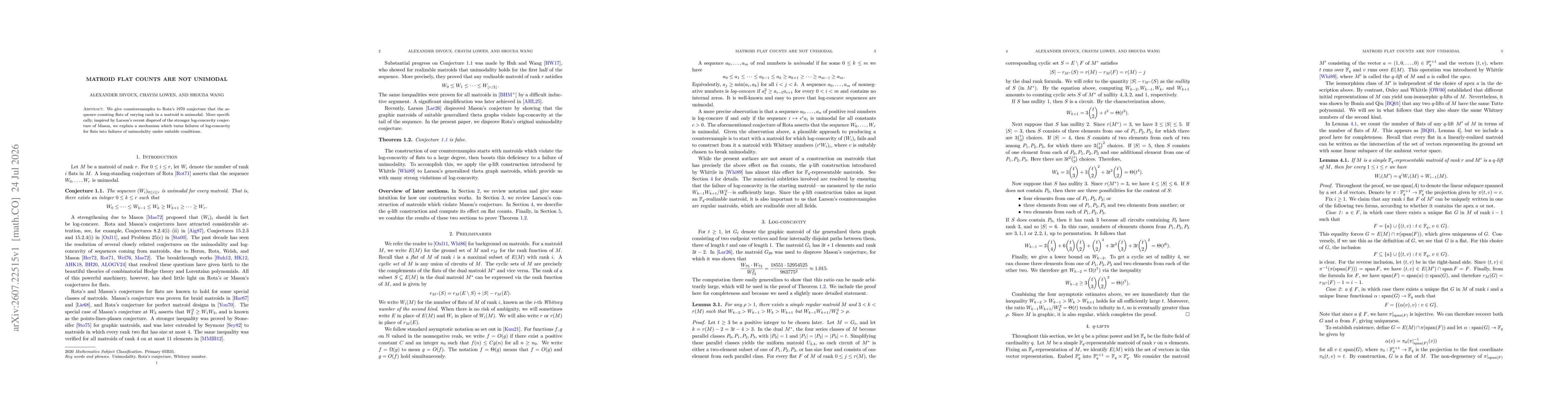 Thumbnail for Matroid flat counts are not unimodal
