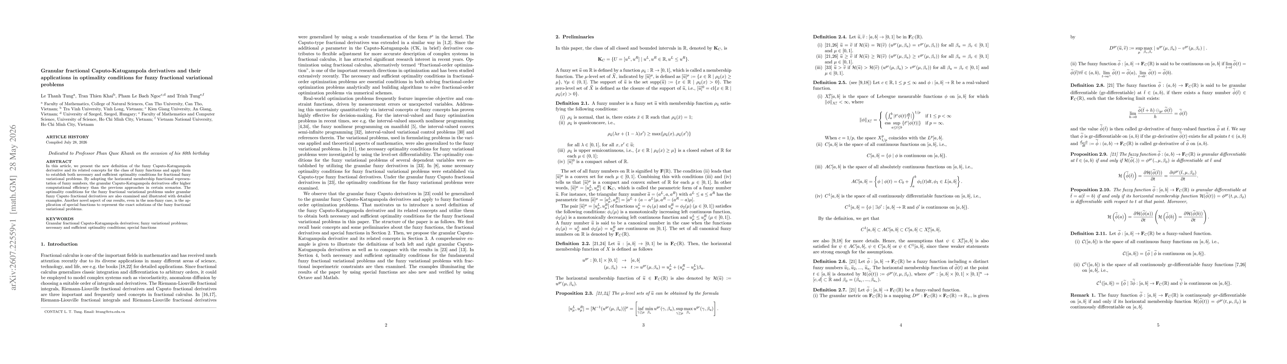 Thumbnail for Granular fractional Caputo-Katugampola derivatives and their applications in optimality conditions for fuzzy fractional variational problems