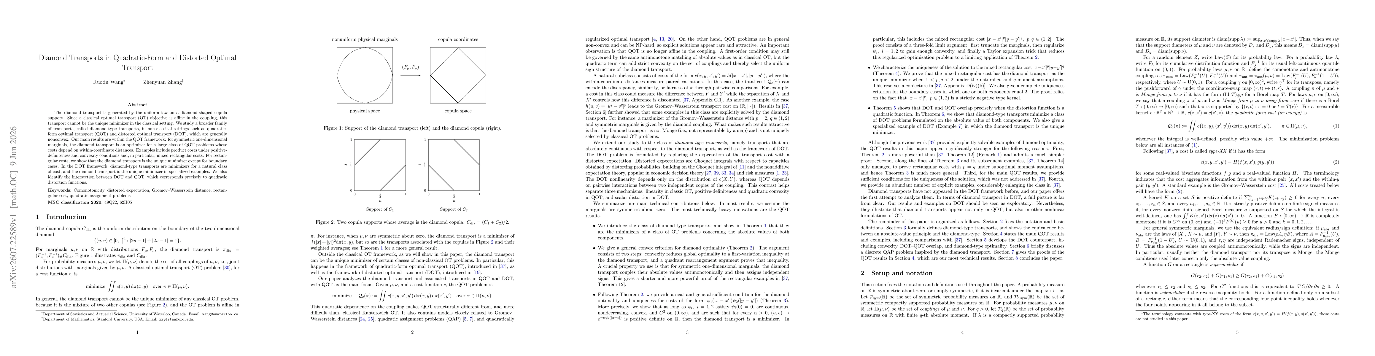 Thumbnail for Diamond transports in quadratic-form and distorted optimal transport