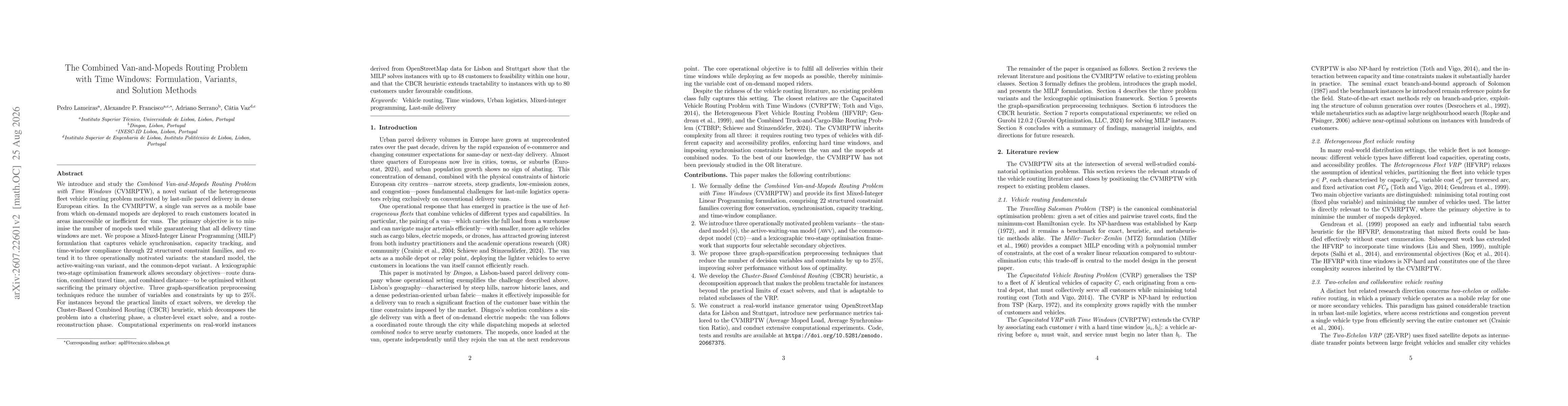Thumbnail for The Combined Van-and-Mopeds Routing Problem with Time Windows: Formulation, Variants, and Solution Methods