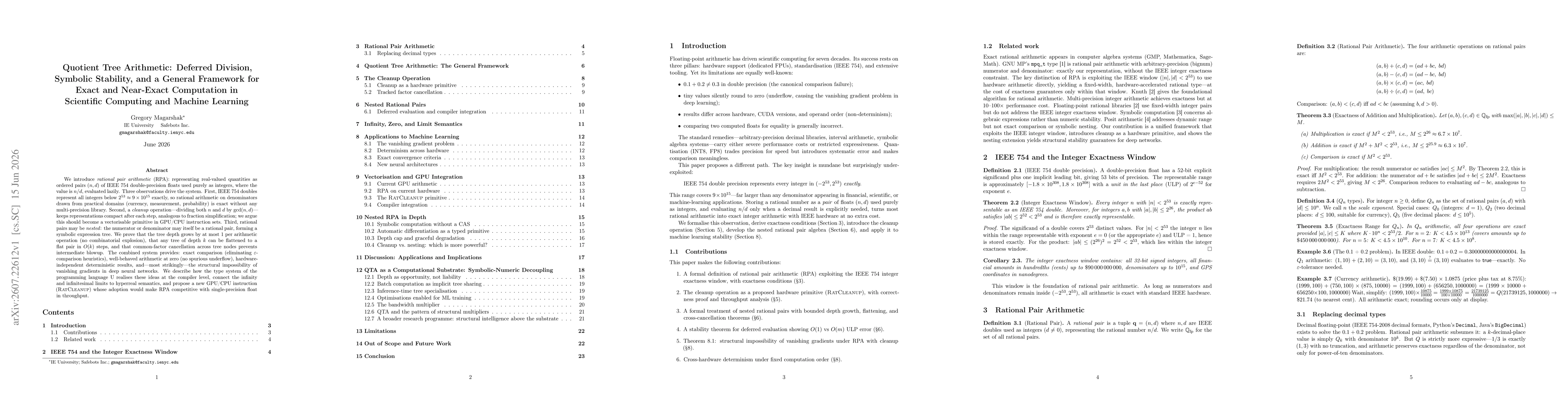 Thumbnail for Quotient Tree Arithmetic: Deferred-Division Computation with Bounded Symbolic Depth and Cross-Subtree Cancellation