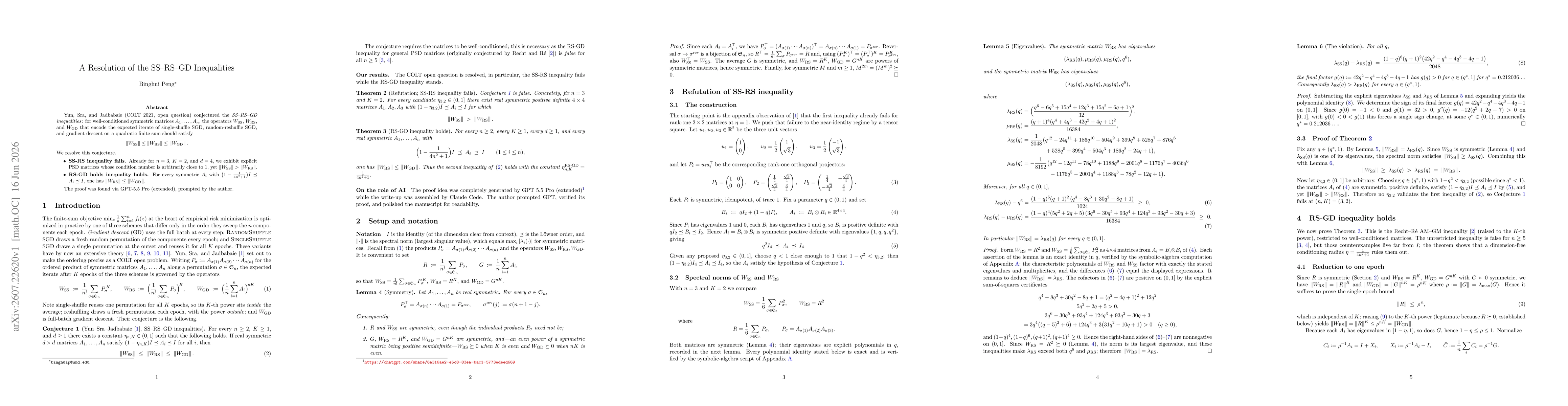 Thumbnail for A Resolution of the SS--RS--GD Inequalities