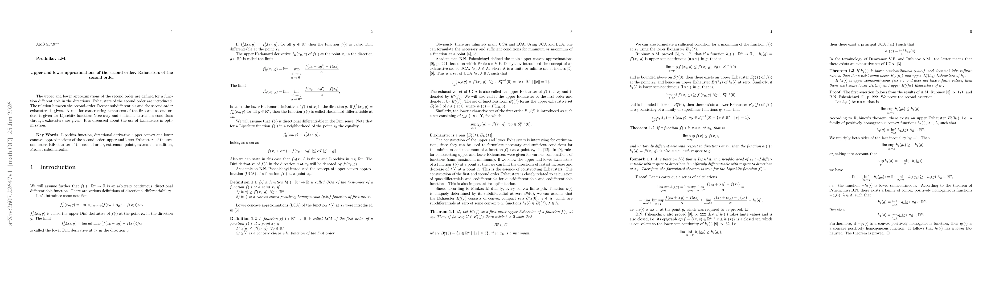 Thumbnail for Upper and lower approximations of the second order. Exhausters of the second order