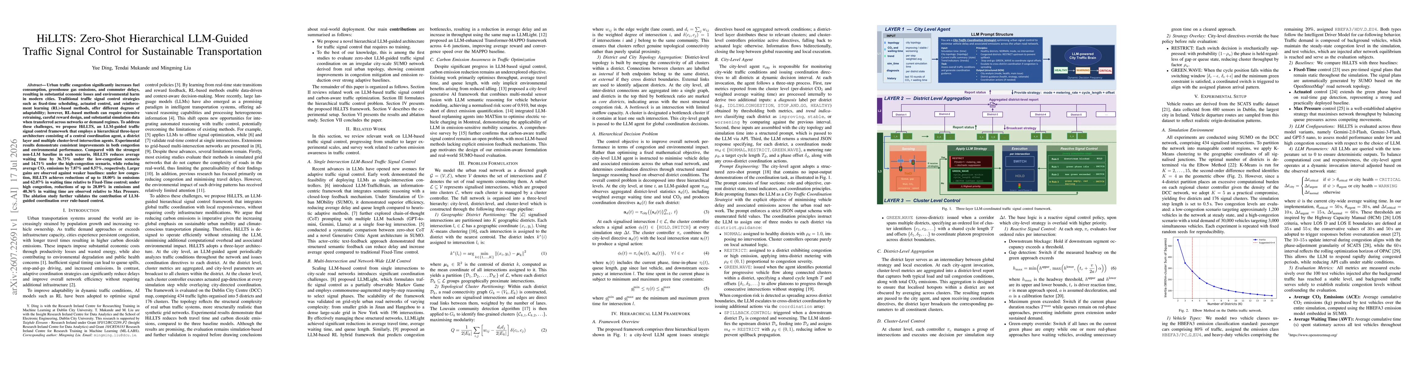 Thumbnail for HiLLTS: Zero-Shot Hierarchical LLM-Guided Traffic Signal Control for Sustainable Transportation