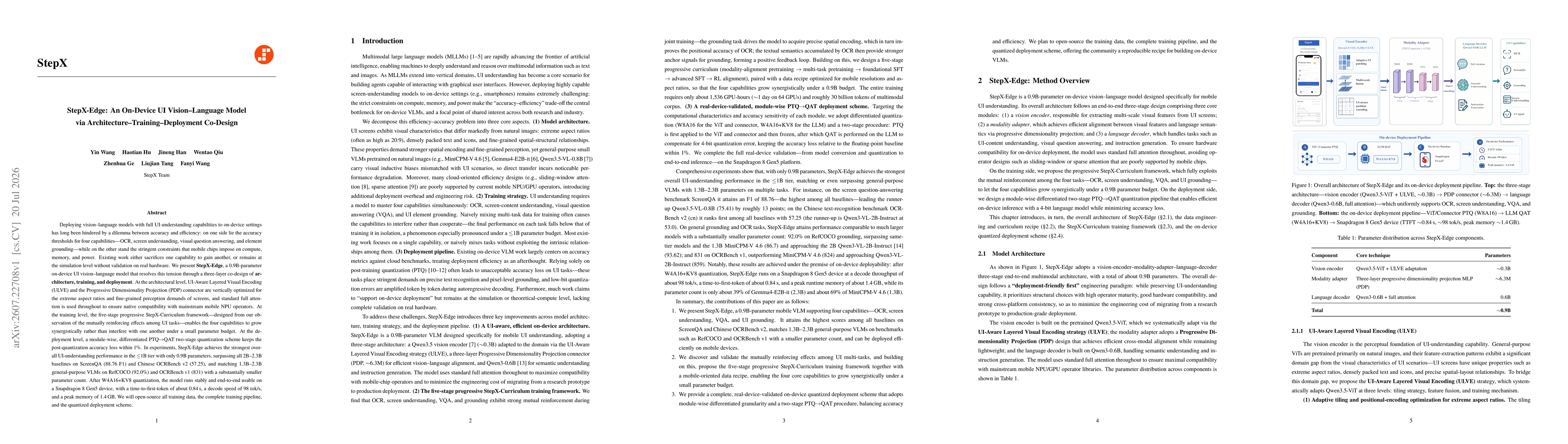 Thumbnail for StepX-Edge: An On-Device UI Vision-Language Model via Architecture-Training-Deployment Co-Design